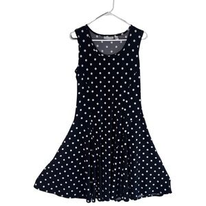 Susan Graver Black & White Polka Dot Sleeveless Fit & Flare Dress | Size S